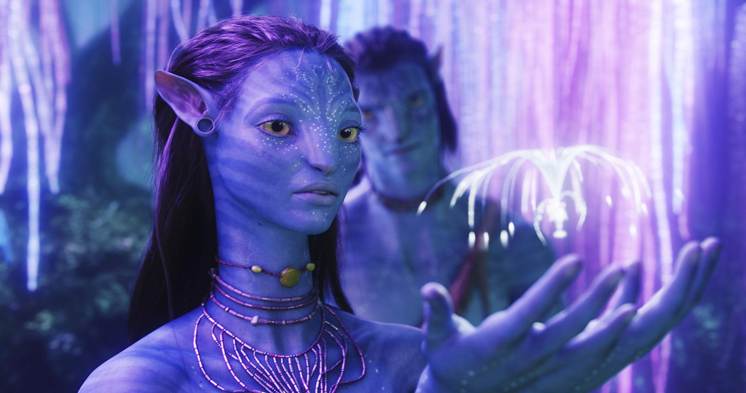 Zoe Saldaña e Sam Worthington em Avatar