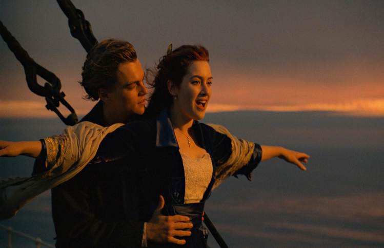 Leonardo DiCaprio e Kate Winslet em Titanic
